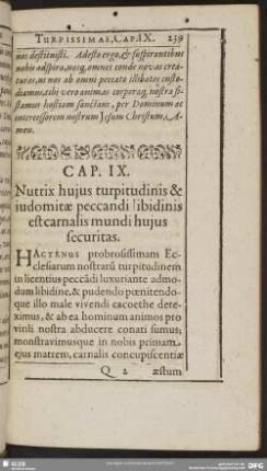 Cap. IX. Nutrix hujus turpitudinis & judomitae peccandi libidinis est carnalis mundi hujus securitas