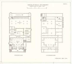 Fischer, Theodor; Stuttgart; Gustav-Siegle-Haus - Grundriss UG, Grundriss EG