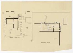 Einfamilienhaus, Düsseldorfer Straße: Lageplan 1:500, Kellergrundriss 1:100