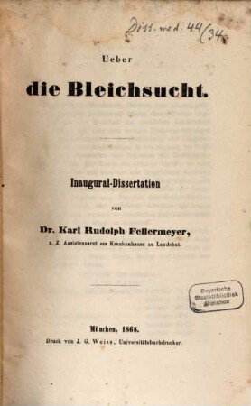 Ueber die Bleichsucht