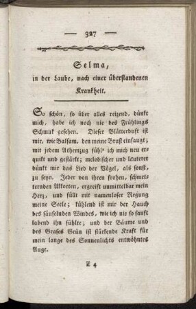 Selma, in der Laube, nach einer überstandenen Krankheit.