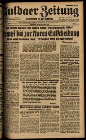 Ausgabe vom Donnerstag, den 05. September 1940.