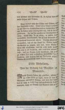 Eilfte Abtheilung. Von der Bildung des Menschen im Mutterleibe.