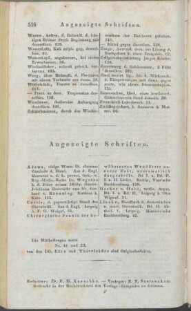 Angezeigte Schriften.