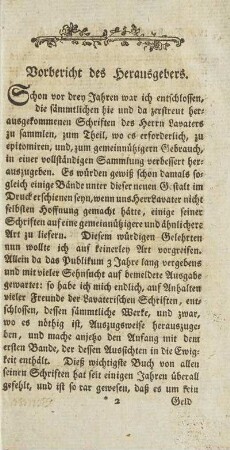 Vorbericht des Herausgebers.