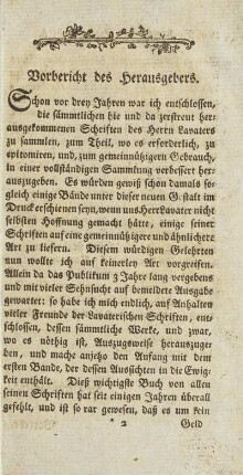 Vorbericht des Herausgebers.