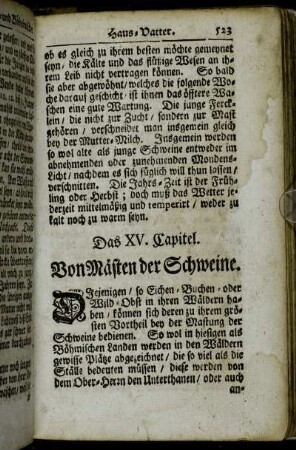 Das XV. Capitel. Von Mästen der Schweine