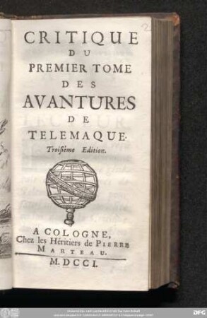[2]: Critique du premier tome des avantures de Telemaque