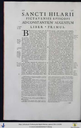 Sancti Hilarii Pictavensis Episcopi Ad Constantium Augustum.