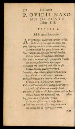 P. Ovidii Nasonis De Ponto Liber IIII.
