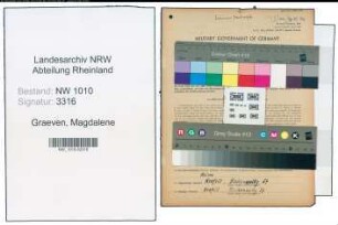 Entnazifizierung Magdalene Graeven , geb. 19.11.1911 (Schneiderin)