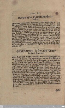 HüttenVerwalter, Factor, oder Hüttenbereiters Beeydung.