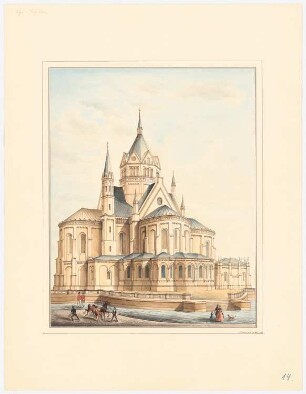 Kathedrale am Victoria-Square, Adelaide: Perspektivische Ansicht der Hofseite