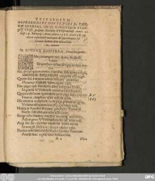 Epitaphium Reverendi Et Docti Viri D. Thomae Bremeri ...