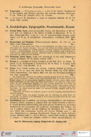 5. Archäologie, Epigraphik, Numismatik, Kunst (Nr. 569 - 633)