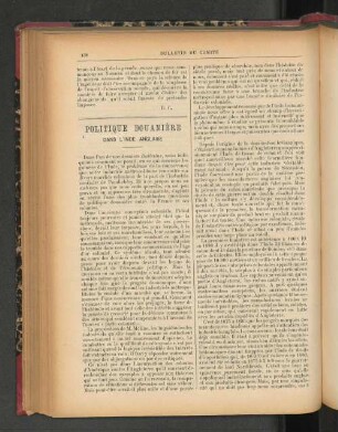 Politique Douanière. Dans l'Inde Anglaise.