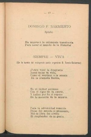 Siempre - viva : (En la tumba del malogrado poeta argentino D. Tomás Gutiérrez)