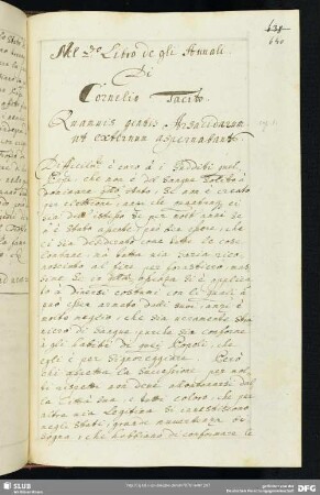 Bl. 640-647. Nel secondo Libro de gli Annali di Cornelio Tacito. (Kap. 1-27.)