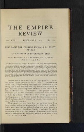 The Case for British Indians in South Africa