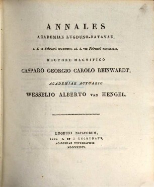 Annales Academiae Lugduno-Batavae. 1832/33, 1832/33 = T. 17. 1834