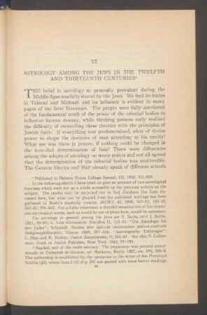 VI. Astrology among the Jews in the twelfth and thirteenth centuries