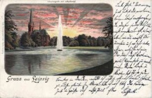 Gruss aus Leipzig: Johannapark mit Lutherkirche