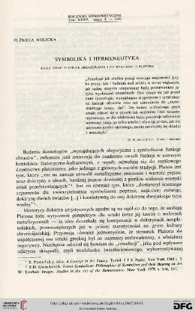 35: Symbolika i hermeneutyka : kilka uwag o sztuce obrazowania i jej wykładni u Platona