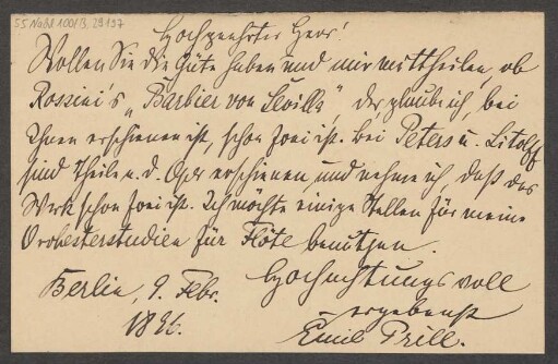 Brief an B. Schott's Söhne : 09.02.1896