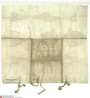 Die Brüder Ritter Friedrich von Hutten, Frowin und Konrad von Hutten bekunden, dass ihnen Friedrich [von Romrod], Abt von Fulda, Dekan Martin und ...
