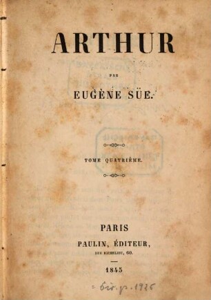 Arthur : Par Eugène Süe. 4