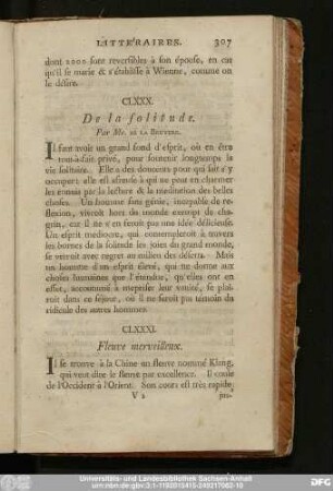 CLXXX. De la solitude. Par Mr. De La Bruyere.