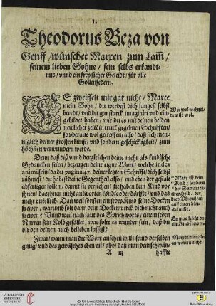 Thodorus Beza von Senff / wünschet [...]