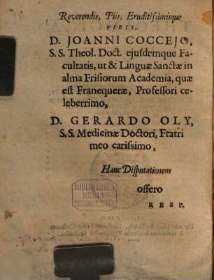 Disp. theol. de praedestinatione