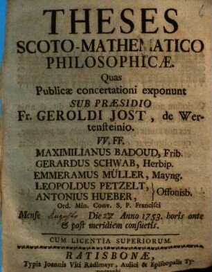 Theses Scoto-Mathematico Philosophicae