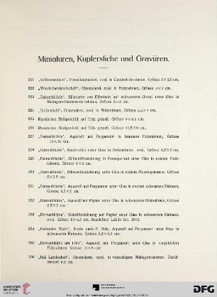 Miniaturen, Kupferstiche und Gravüren (Nr. 221-330)