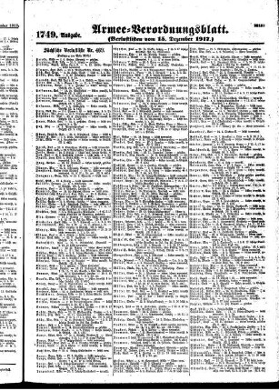 1749. Ausgabe. Samstag, 15. Dezember 1917