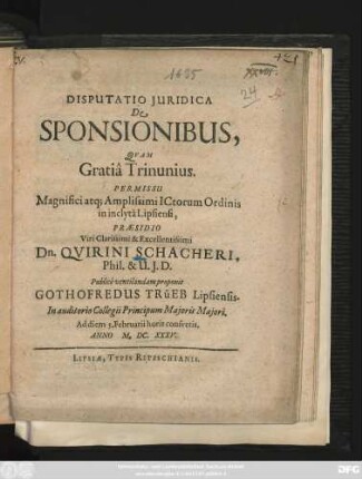 Disputatio Iuridica De Sponsionibus