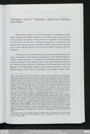 Ottoman Policy Towards Christian Church Buildings