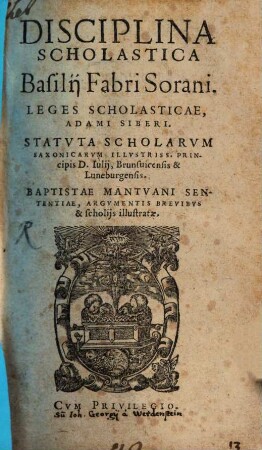Disciplina Scholastica Basilij Fabri Sorani