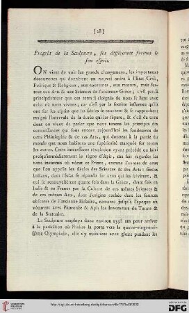 Progrès de la sculpture, ses différences formes & son espris