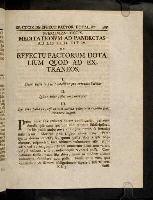 261-269, Sp. 309. De Effectu pactorum dotalium ...