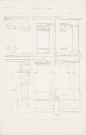 Wohnhaus, Dresden: Details (aus: Atlas zur Zeitschrift für Bauwesen, hrsg. v. G. Erbkam, Jg. 7, 1857)
