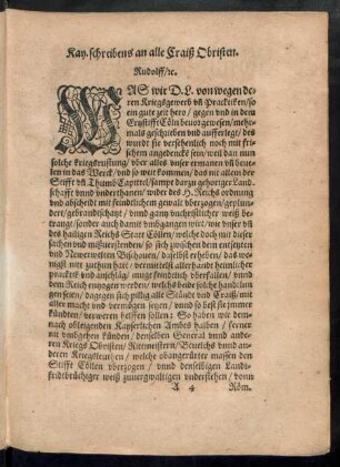 Kay. schreibens an alle Craiß Obristen.