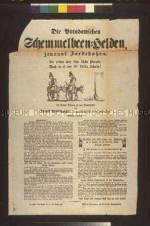 Satirisches Flugblatt: Die Potsdamschen Schemmelbeen-Helden (Aujust Buddelmeyer)