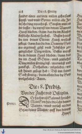 Die 18. Predig. Von der Zucht und Disciplin.