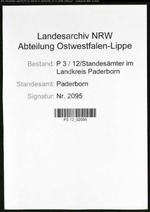 Sterberegister Standesamt Paderborn