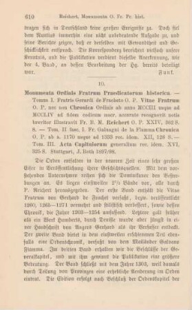 610-611 [Rezension] Monumenta Ordinis Fratrum Praedicatorum Historica; Bd. I - III