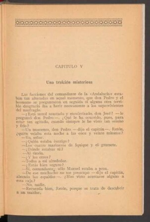 Capítulo V - Una traición misteriosa