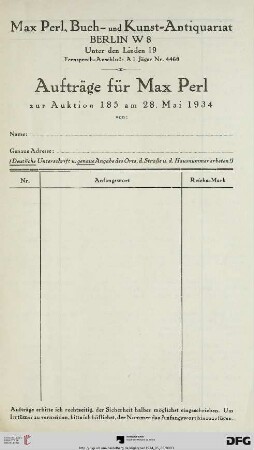 Aufträge für Max Perl