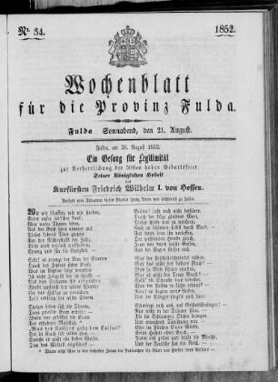 Nr. 34, Ausgabe vom 21. August 1852